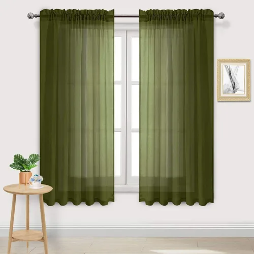 Vista 34 de DWCN Cortinas Transparentes Aqua de Voile Semitransparente con Bolsillo para Barra para Dormitorio y Sala de Estar, 36 x 36 pulgadas de Largo, Juego