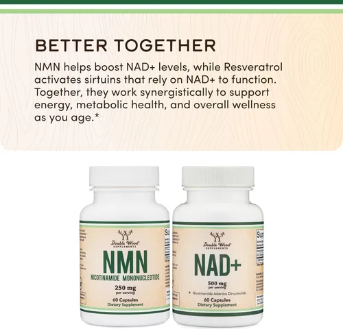 Vista 5 de Suplemento NMN - 99% de pureza probada - 125 mg por cápsula de mononucleótido de nicotinamida, 60 cápsulas, por Double Wood Supplements