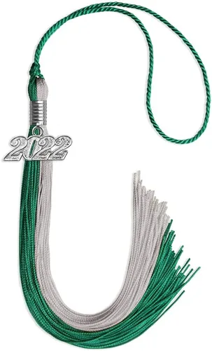 Vista 81 de Endea Graduation Borla de doble color con gota de fecha plateada (negro/oro antiguo, 2025)