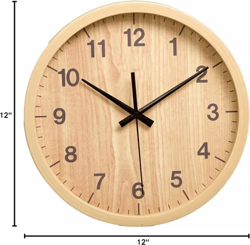 Vista 4 de Reloj de pared silencioso de grano de madera de 7.9 in, de cuarzo moderno, funciona con pilas, para sala de estar, cocina, dormitorio