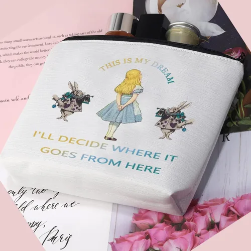 Vista 5 de CMNIM Bolsa de maquillaje con diseño de cuentos de hadas, con texto en inglés "This Is My Dream" (This Is My Dream), inspiradora, Bolsa