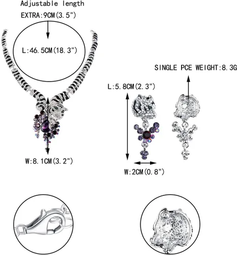 Vista 4 de Ever Faith Tigre Flor lágrima vidrio austríaco collar arete set