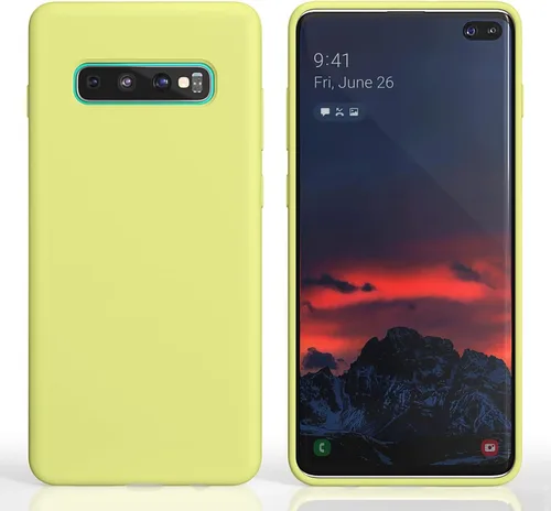 Vista 2 de Funda diseñada para Galaxy S10 Plus de 6.4 pulgadas, S10+ de gel de silicona líquida a prueba de golpes, funda de forro de tela de microfibra suave