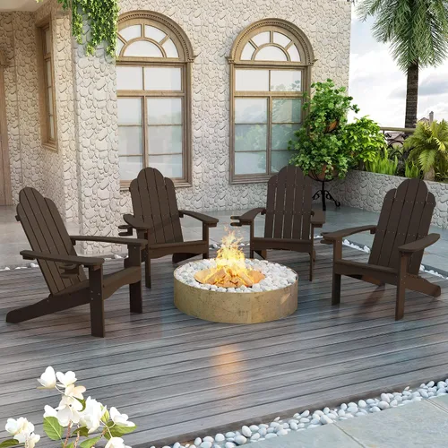 Vista 21 de LUE BONA HDPS Sillas Adirondack, 1 silla, patio exterior de larga duración para todas las estaciones, soporte para tazas oculto, 350 libras, azul