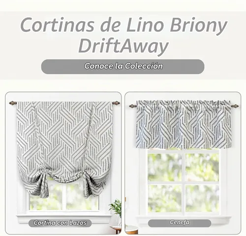 Vista 5 de DriftAway Briony - Cortina opaca con amarre para cocina, ajustable, diseño de globos, líneas texturizadas, estampadas, persianas romanas