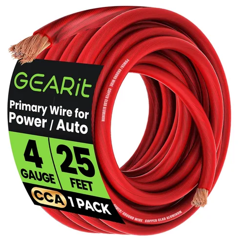 Vista 15 de GEARit Cable de tierra CCA de calibre 4 (25 pies cada uno - negro y rojo) Kit todo en uno: herramienta de engarzado, cortador, 15 terminales y 20