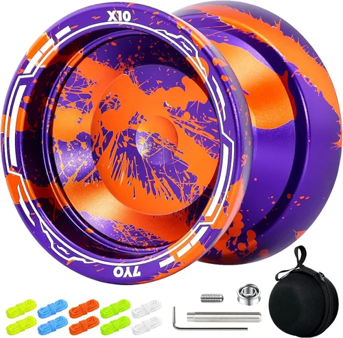 Vista 14 de X6 Yoyo profesional de trucos para niños y principiantes, Yoyo 6061 Responsive Yoyos de aleación de aluminio con rodamiento KK, eje, bolsa, 10