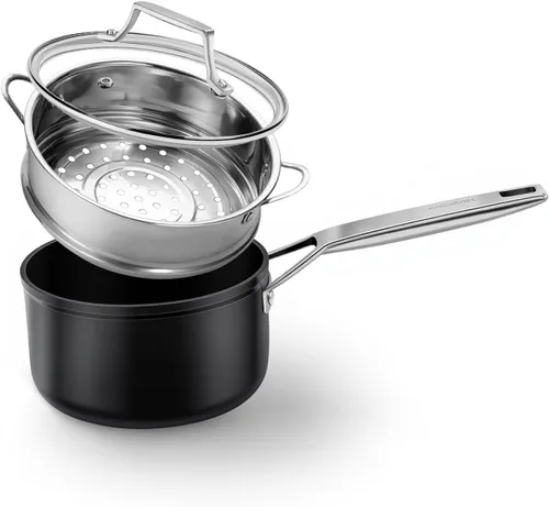 Vista 14 de MSMK Cacerola de 1 cuarto de galón con tapa, quemada también antiadherente, sin PFOA, no tóxica, apta para horno hasta 700 ℉, resistente a