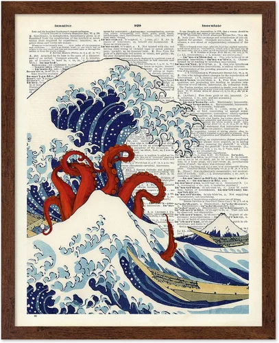 Vista 52 de Poster Master Póster de pulpo para parejas, póster de diccionario, arte Kraken, regalo romántico para él, ella, amantes, decoración náutica