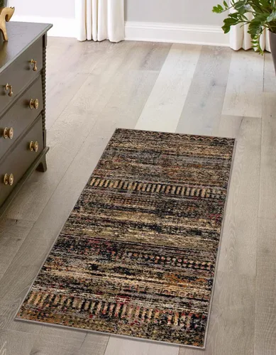 Vista 12 de Unique Loom Saturn Collection Alfombra de área - Relay (Runner 2' 2" x 5' 0", Beige/Gris)