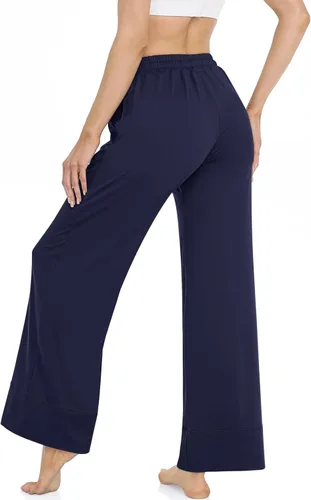 Vista 3 de TARSE Pantalones de yoga de pierna ancha para mujer, talla grande, pantalones palazzo, cintura alta, pantalones de pijama, pantalones casuales