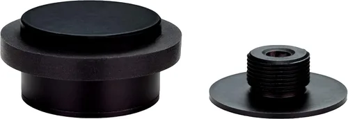 Vista 4 de EVI Tope de puerta adhesivo 1.37 x 0.8 pulgadas Base roscada Caucho negro Acero inoxidable Lacado negro Incluye tornillo + anclaje