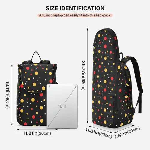 Vista 3 de Mujeres Hombres Bolsa de Tenis Impermeable Coloreado Dot Negro 3 Raquetas Bádminton Bolsa de Hombro para Mujeres, Hombres, Adolescentes Mochila