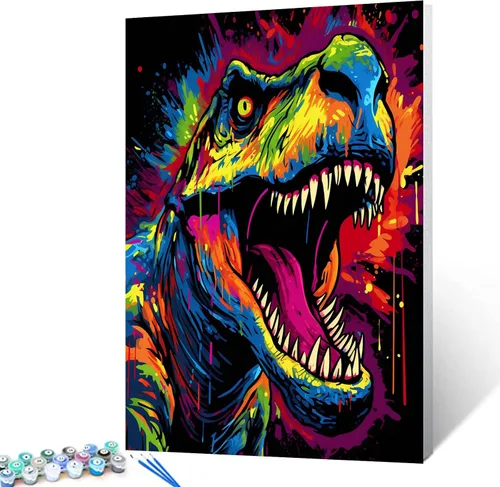 Vista 18 de Tucocoo Kit de pintura por números de lobo colorido, lienzo de 16 x 20 pulgadas, pintura al óleo digital para adultos con pinceles y pigmento Obras