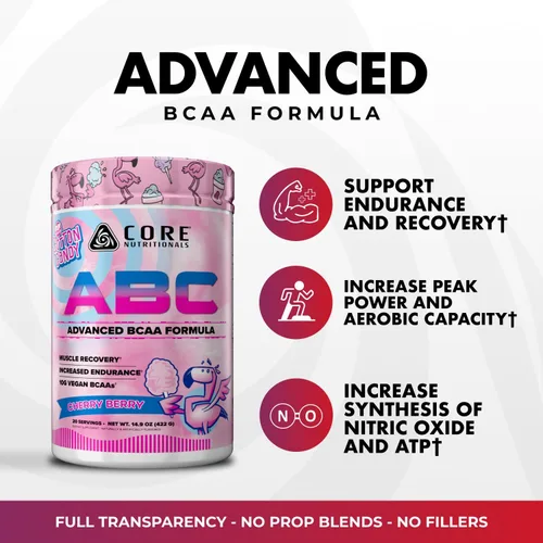 Vista 3 de Core Nutritionals Platinum ABC Advanced Intra-Workout BCAA Suplemento con 0.09 oz de glutamina, beta alanina, malato de citrulina, 20 porciones