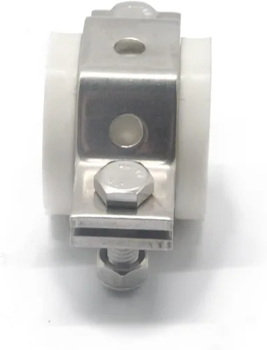 Vista 5 de QiiMii Percha de tubo hexagonal de 1.5 "acero inoxidable SS304 con amortiguador, correa de tubo ajustable con abrazadera de tubo