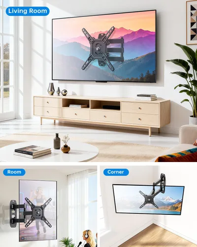 Vista 5 de Soporte de pared para monitor de TV giratorio de movimiento completo para televisores de 13 a 43 pulgadas, brazos articulados, rotación de extensión