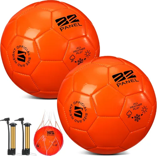 Vista 7 de Shappy 2 pelotas de fútbol a granel con bomba, bolsa de malla, tamaño oficial 3, 4, 5, pelota de fútbol colorida para interiores y exteriores