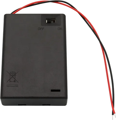 Vista 2 de Paquete de soporte de batería AA de 4.5 V, 3 fundas de soporte de batería AA de 1.5 V con cables de cable e interruptor de encendido/apagado
