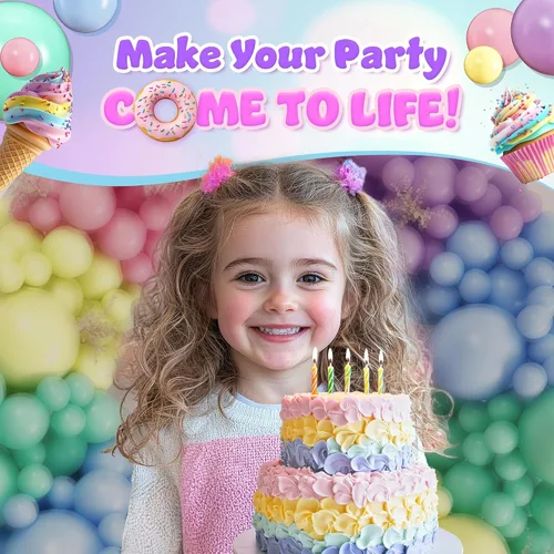 Vista 7 de Kit de arco de globos pastel todo en 1 para decoraciones de fiesta pastel – Globos de fiesta arcoíris de primavera de Pascua para cumpleaños