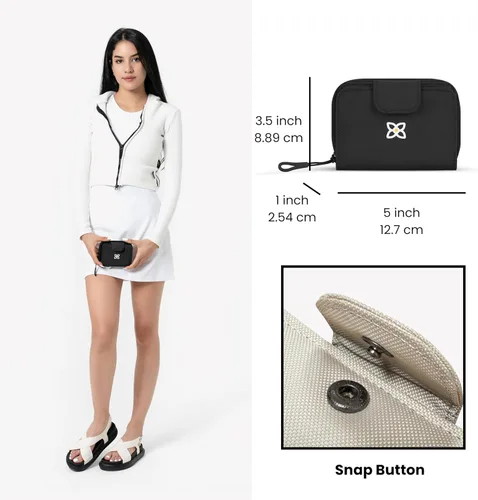 Vista 11 de Sherpani Barcelona, pequeña cartera de nailon plegable con bolsillo con cremallera para mujer, bolsa de viaje, protección RFID