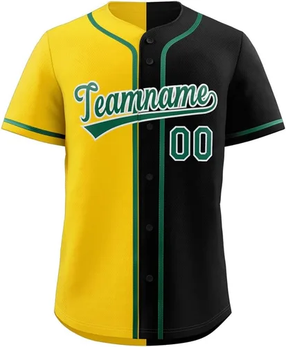 Vista 38 de Camiseta de béisbol dividida personalizada con botones y número de nombre cosido personalizado para hombres/mujeres/niños
