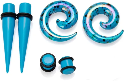 Vista 4 de JDXN - Juego de 52 piezas de medidores acrílicos en espiral para túneles y tapones 14G-00G Iniciador de extensión de oreja