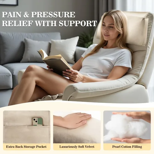Vista 5 de Almohada para Reposacabezas de Sillón Reclinable, Almohada de Soporte Ajustable y Cómoda para Cuello y Cabeza, Reposacabezas de Terciopelo Suave