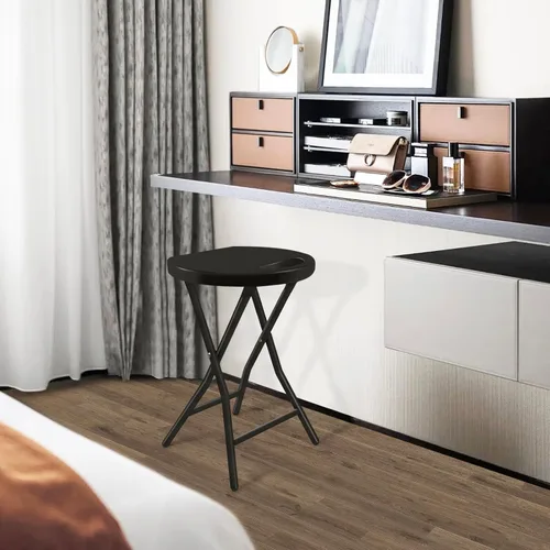 Vista 2 de TAVR Furniture Silla plegable portátil con asa, taburete plegable redondo resistente con capacidad de 500 libras para adultos, taburete plegable