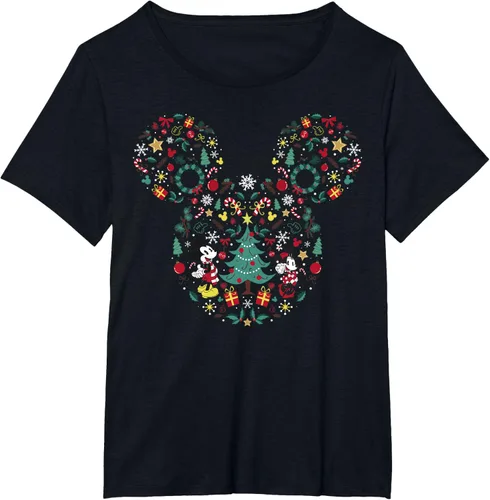 Vista 28 de Disney Mickey y Minnie Mashup Navideño Camiseta de Manga Corta Negro
