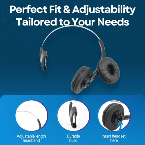 Vista 5 de Diadema estándar para Plantronics 84605 + auriculares de repuesto extra acolchados sobre la cabeza para Savi CS540 W740 W745 W440 W740 W740-M C054
