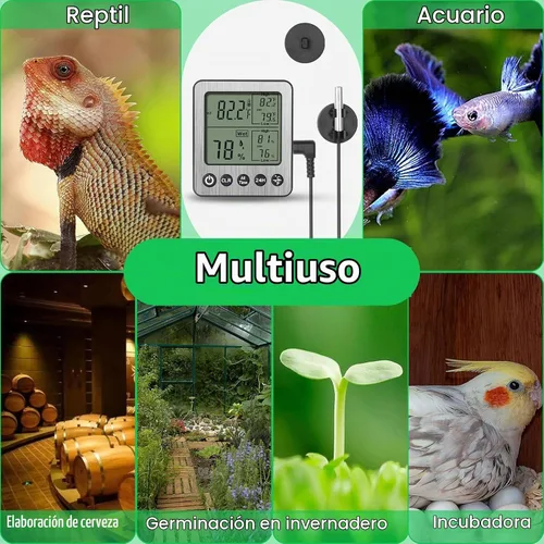 Vista 8 de Termómetro digital para refrigerador congelador con sensor extra termómetro de reptiles higrómetro interior max y min recuerda negro ZZ20
