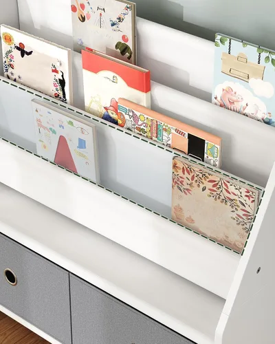 Vista 6 de CHOEZON Estantería infantil y almacenamiento de juguetes, estante de libros para niños de gran capacidad de 4 niveles, estantería para niños