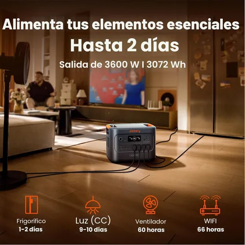 Vista 2 de Jackery HomePower 3000 Estación de Energía Portátil, Salida de 3600W (Pico 7200W), Generador Solar con Batería LFP de 3072Wh, Respaldo Esencial