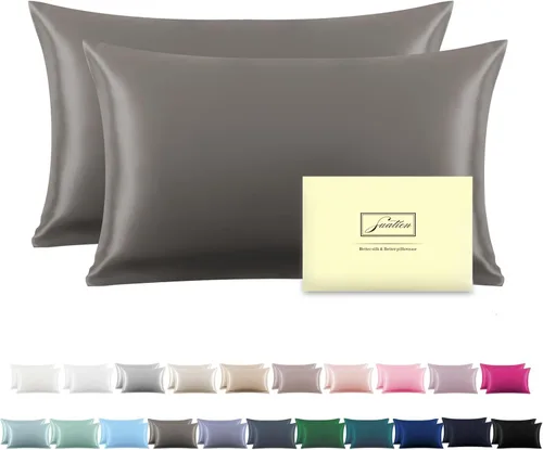 Vista 51 de Funda de almohada de seda para cabello y piel, suave, transpirable y resistente, funda de almohada de seda de tamaño Queen, fundas de almohada