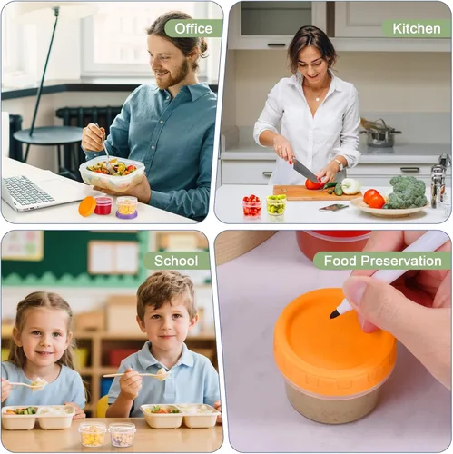 Vista 7 de Yomarket Envases Pequeños de Plástico de 2 oz con Tapas, Paquete de 12 Recipientes para Aderezo de Ensalada, Recipientes Reutilizables