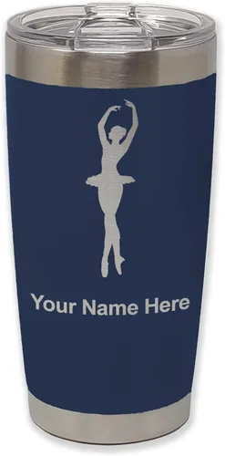 Vista 18 de LaserGram Vaso aislado al vacío de 20 onzas, bailarina de ballet, grabado personalizado incluido (negro)