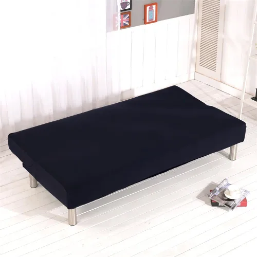 Vista 5 de Funda de sofá cama sin brazos de color sólido, poliéster spandex elástico, funda para futón de 3 plazas, completamente plegable, protector de sofá