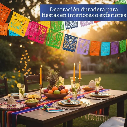 Vista 7 de Cartel de papel picado 5 unidades – Pancartas de fiesta mexicana