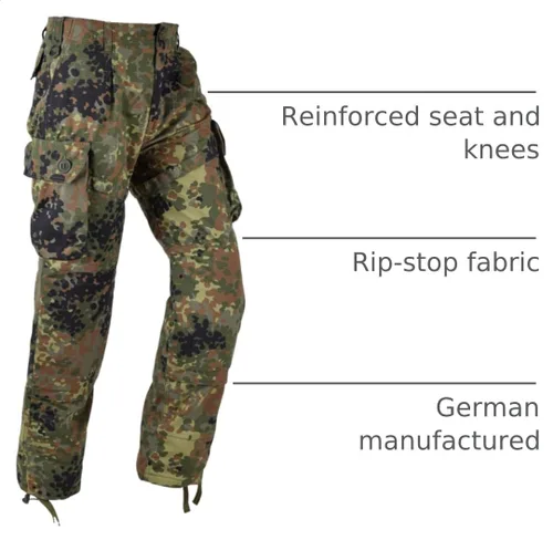 Vista 4 de Pantalones Flecktarn estilo militar alemán Tacgear Field Cargo Combat Pantalones Camo Tactical Ripstop