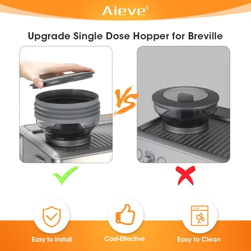 Vista 2 de AIEVE Fuelle de silicona compatible con Breville Barista Express, tolva de dosis única para máquina de café espresso Breville, gris