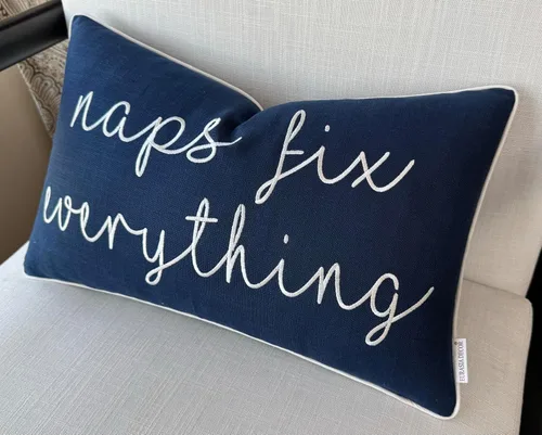 Vista 3 de EURASIA DECOR Naps Fix Everything - Funda de almohada lumbar decorativa bordada para énfasis - Sala de estar, sofá, silla, patio, coche, balcón