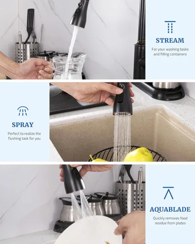 Vista 5 de Kitchen Faucet Spray Head Replacement, Pull Down Sprayer with 15 Adapters Bronce frotado con aceite