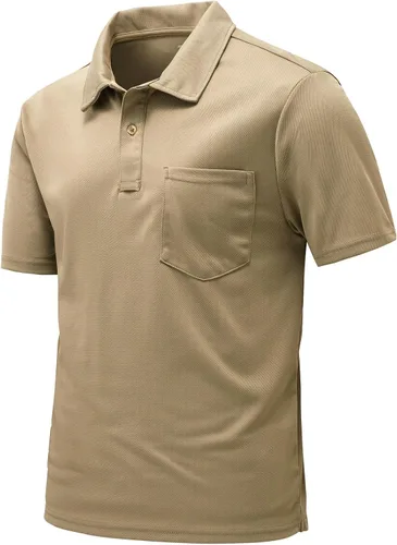 Vista 20 de Rdruko Camisas polo para hombre de manga corta, secado rápido, para golf y deportes al aire libre con bolsillo 01 Negro