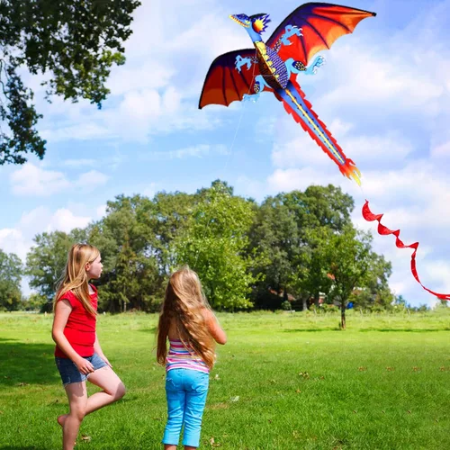 Vista 8 de HENGDA KITE-Upgrade Classical Dragon Kite Stereoscopic Dragon Kites for Kids & Adults Easy to Fly for Beginner Easter 63inch Single Line with Tail