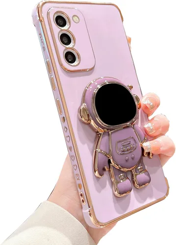 Vista 69 de phylla para Samsung Galaxy A12 Funda de Teléfono con Soporte Oculto de Astronauta Chapado en Oro de Lujo Lindo Astronauta Lateral Lindo