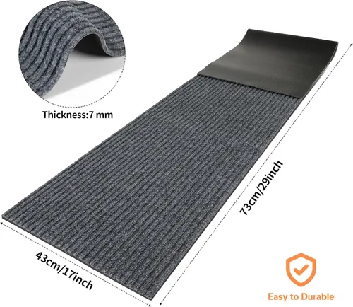 Vista 3 de Nuanchu 1 rollo de felpudo grande a rayas semiacabado de 17 x 29 pulgadas, tapete para puerta angosta, antideslizante, impermeable, para baño, Negro