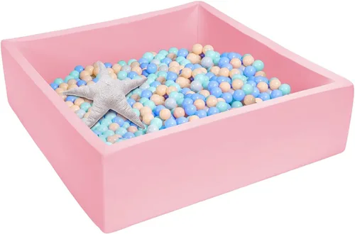 Vista 11 de Pozo de bolas de espuma cuadrado extragrande para niños pequeños, 47 x 47 x 14 pulgadas, suave, con funda extraíble, pelotas de esponja Gris Oscuro