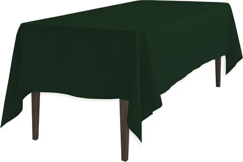 Vista 2 de Linenlanding Mantel rectangular de 60 x 102 pulgadas para mesa circular para bodas, mesas de bufé, fiestas, cenas de vacaciones (1, azul bebé)