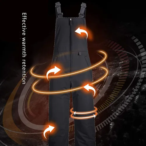 Vista 3 de Overol con peto de esquí para hombre, impermeable, con aislamiento, para snowboard, esquí, con bolsillo